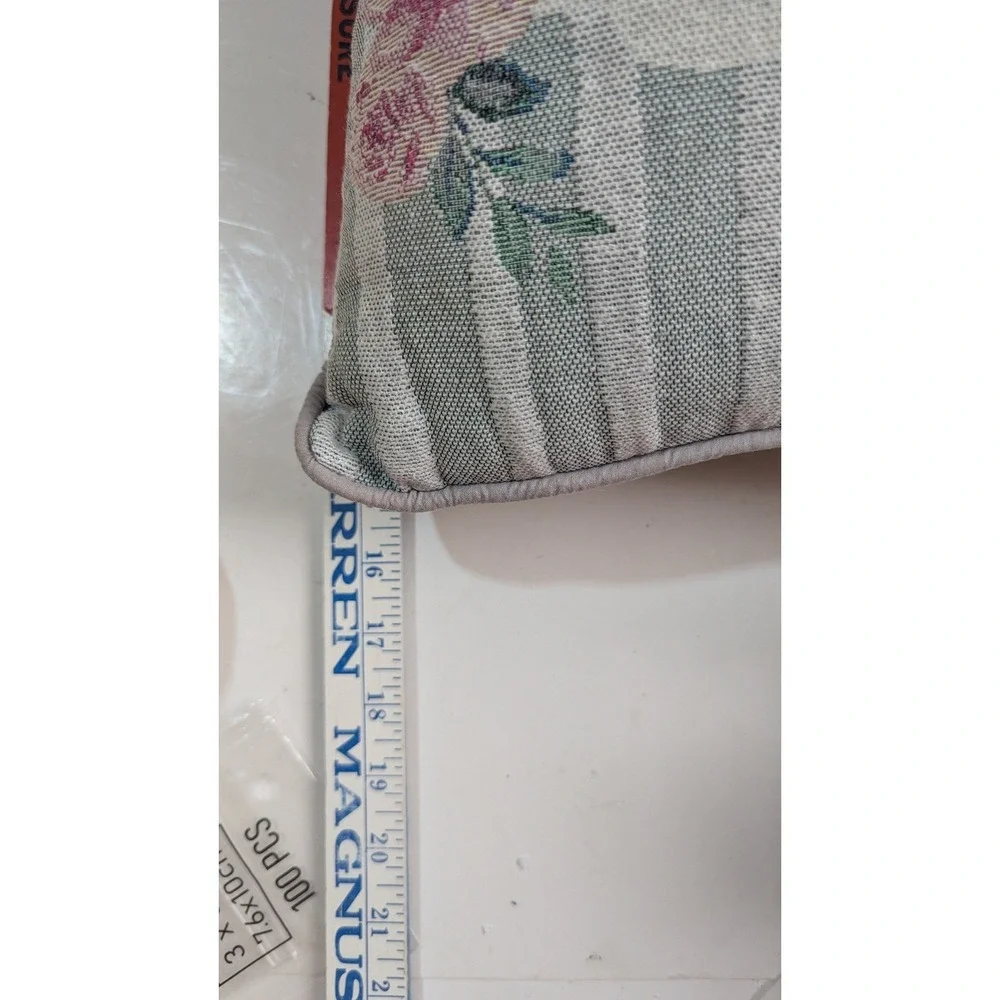 Happy Spring Bunny Floral Striped Lumbar Throw Pillow Blue‎ Pink 12x8